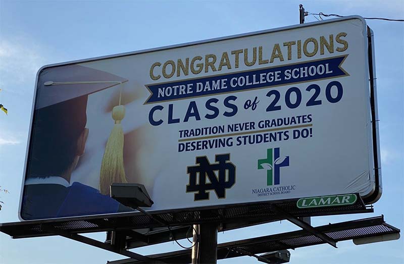 notre dame college billboard